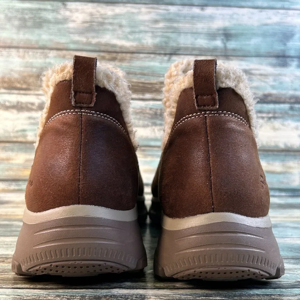 Skechers Easy Going Comfort Ankle Boot Womens 9.5 Brown Slip On Casual Walking